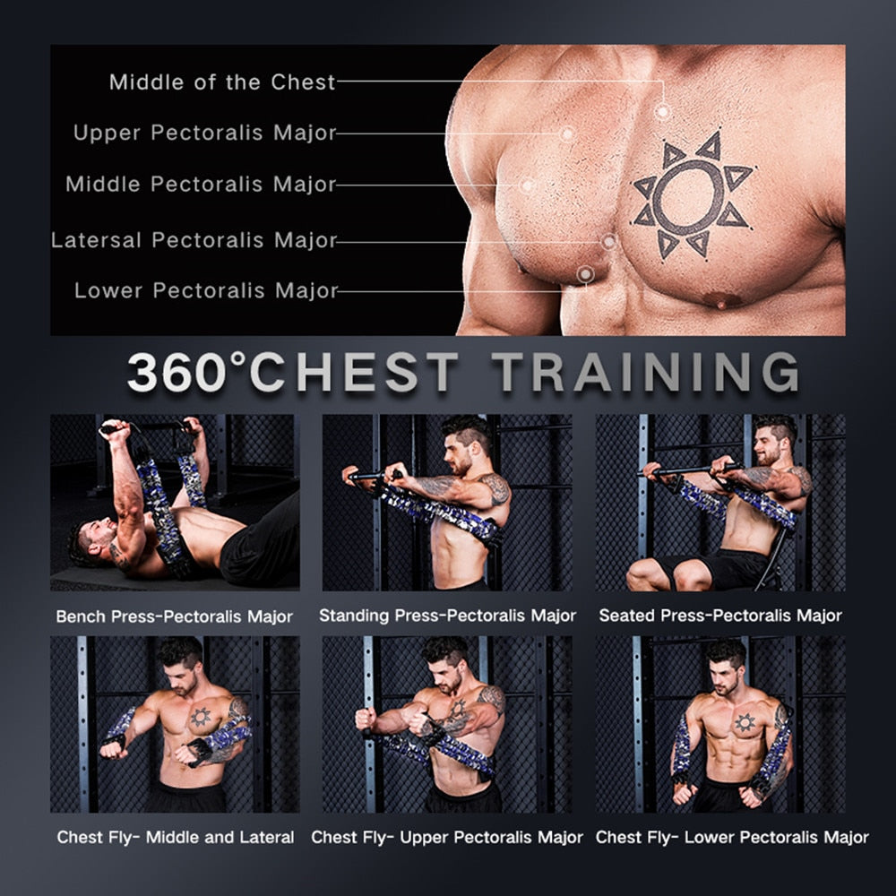 INNSTAR Bench Press Resistance Bands Chest Expander Push-ups Muscle Training Home Gym Workout - onestopmegamall23