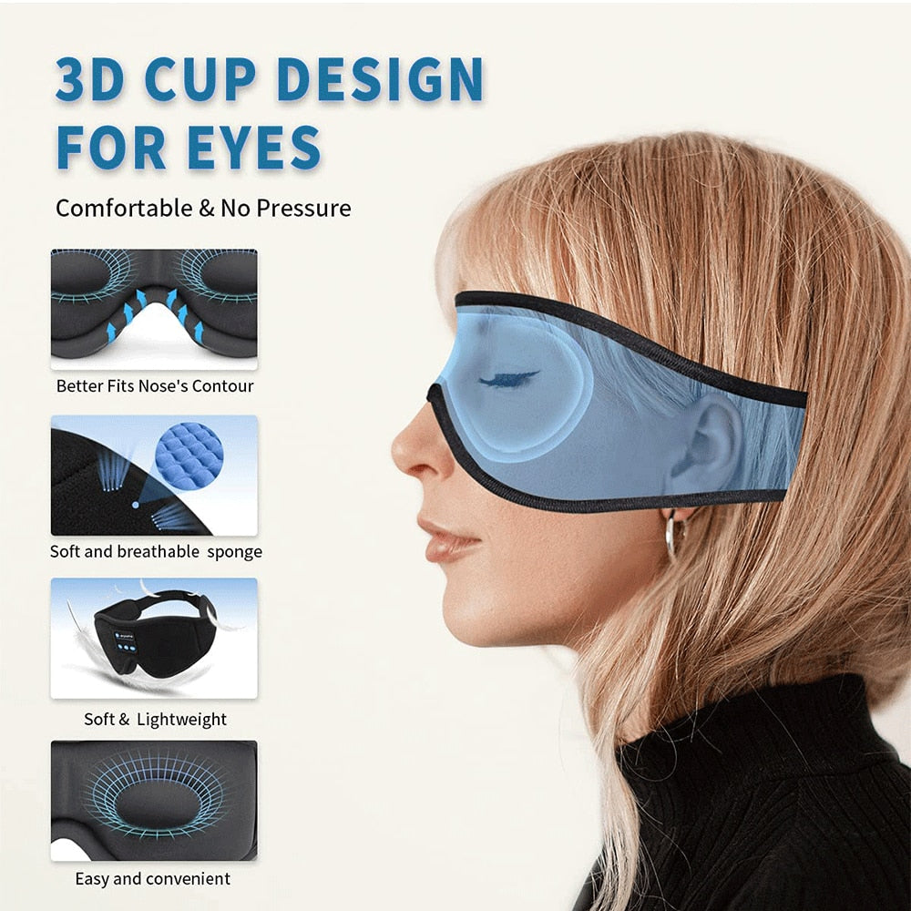 Mask For Sleep Bluetooth Headphones 3D Eye Mask Music with Built-in HD Speaker - onestopmegamall23