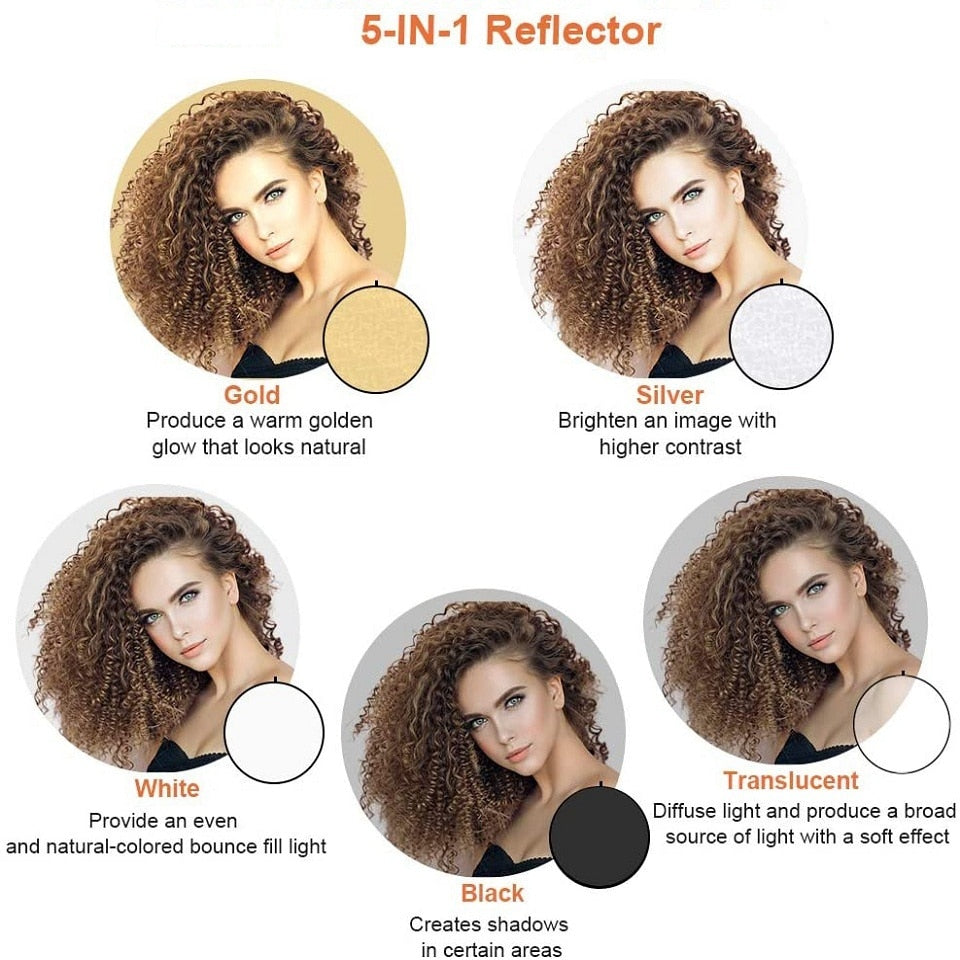 24" 60cm 5in1 Reflector Photography Collapsible Portable Light Diffuser Round Reflector - onestopmegamall23