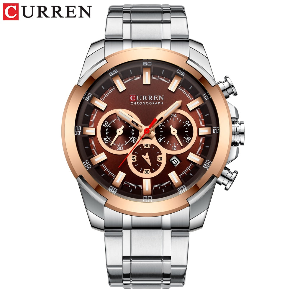 Sport Luxury Gold Design Chronograph Military Steel Quartz Men's Wrist Watch - onestopmegamall23