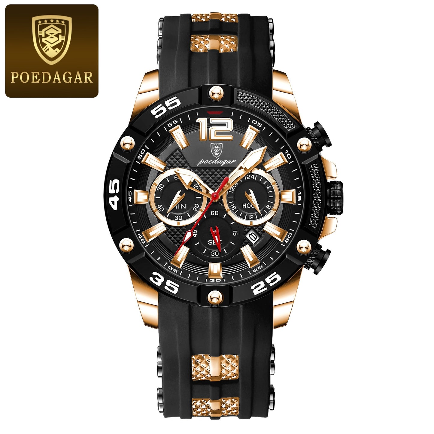 POEDAGAR Casual Luxury Waterproof Luminous Chronograph Men's Watch - onestopmegamall23