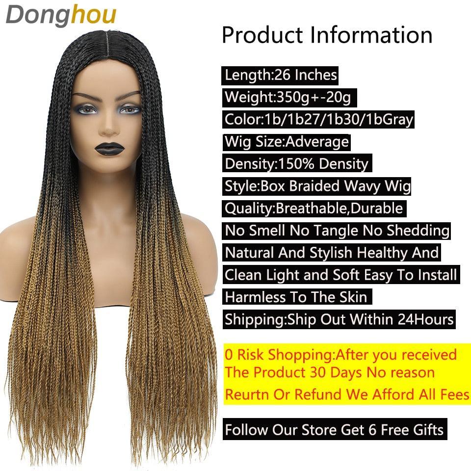 New Style Ombre Box Perruque Longue Synthétique Braided Wig - onestopmegamall23