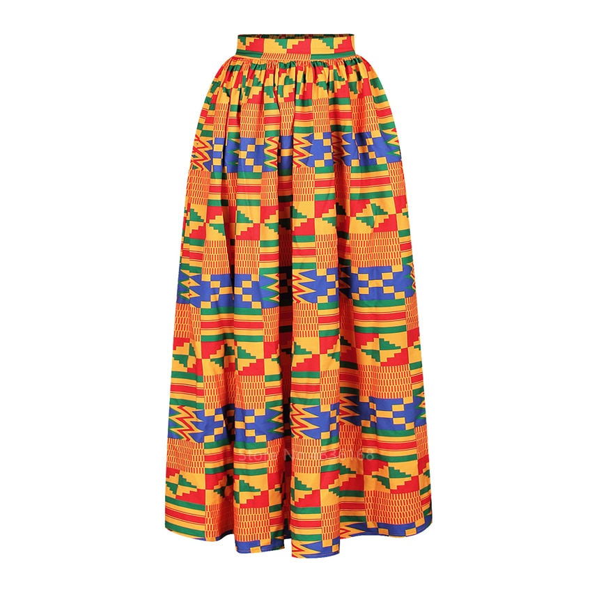 Elegant Vintage African 2-Piece Set Sexy Slash-neck Sleeveless Blouse Top + High Slit Skirt - onestopmegamall23