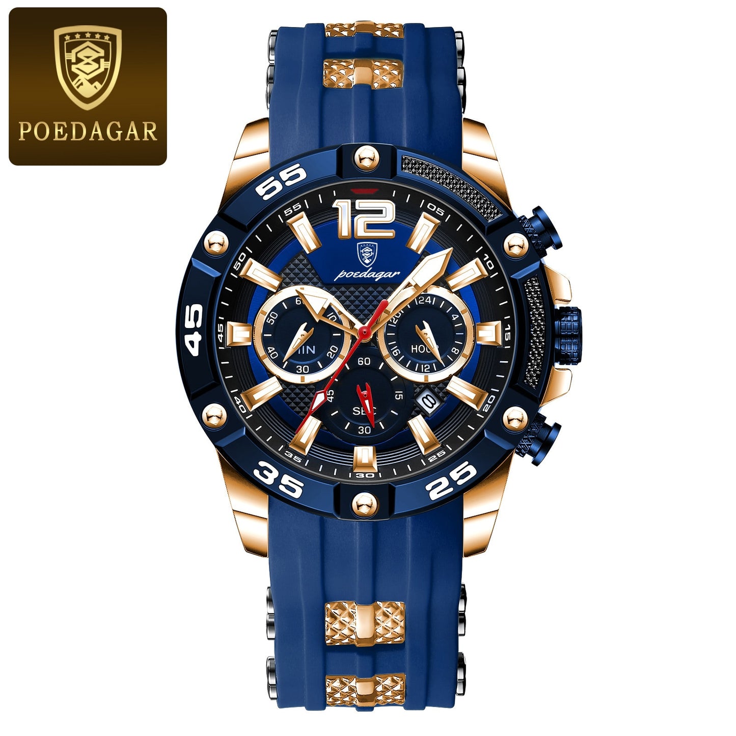 POEDAGAR Casual Luxury Waterproof Luminous Chronograph Men's Watch - onestopmegamall23