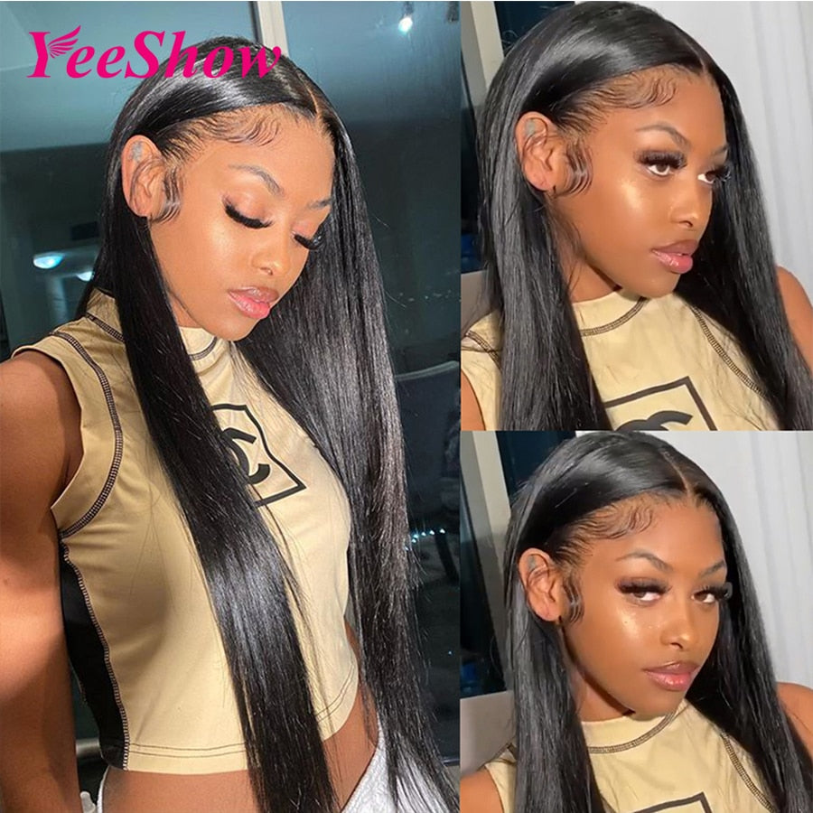 32 Inch Straight Lace Front Human Hair Wigs For Women - onestopmegamall23