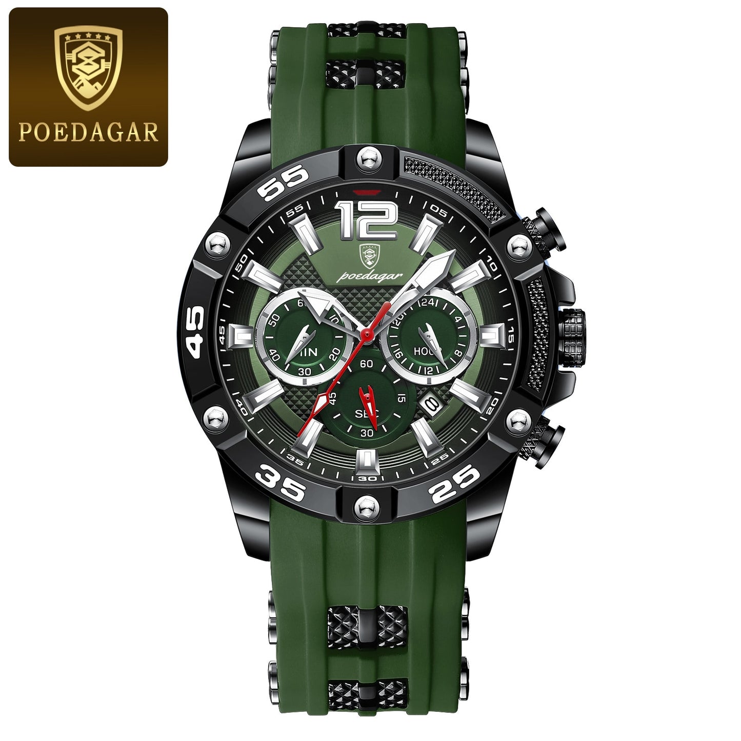 POEDAGAR Casual Luxury Waterproof Luminous Chronograph Men's Watch - onestopmegamall23