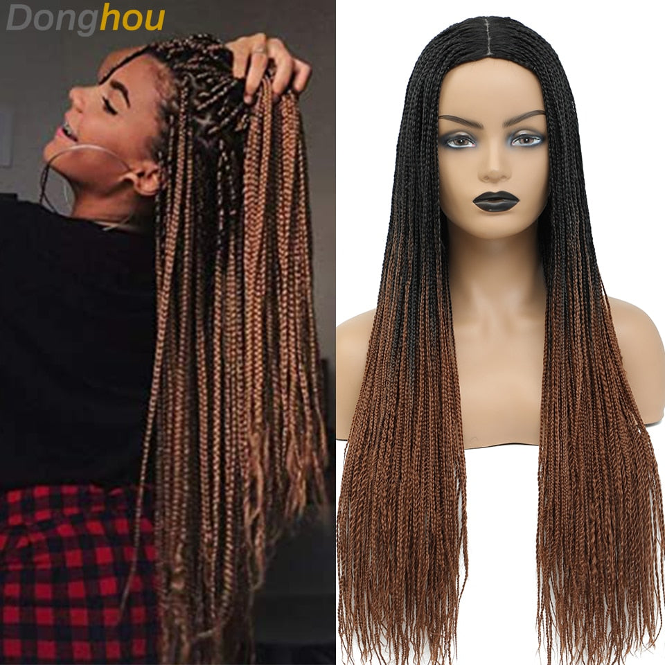 New Style Ombre Box Perruque Longue Synthétique Braided Wig - onestopmegamall23