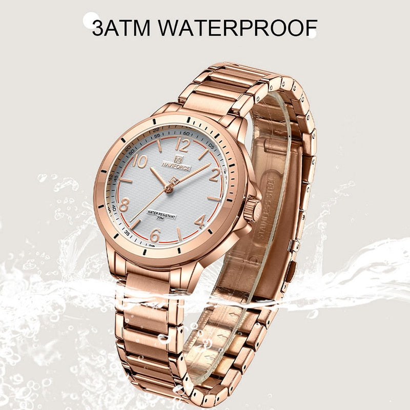 Fashion Woman's Water Resistant Stainless Steel Quartz Female Wristwatch - onestopmegamall23