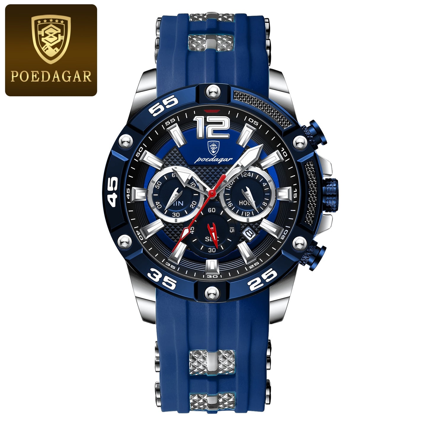 POEDAGAR Casual Luxury Waterproof Luminous Chronograph Men's Watch - onestopmegamall23