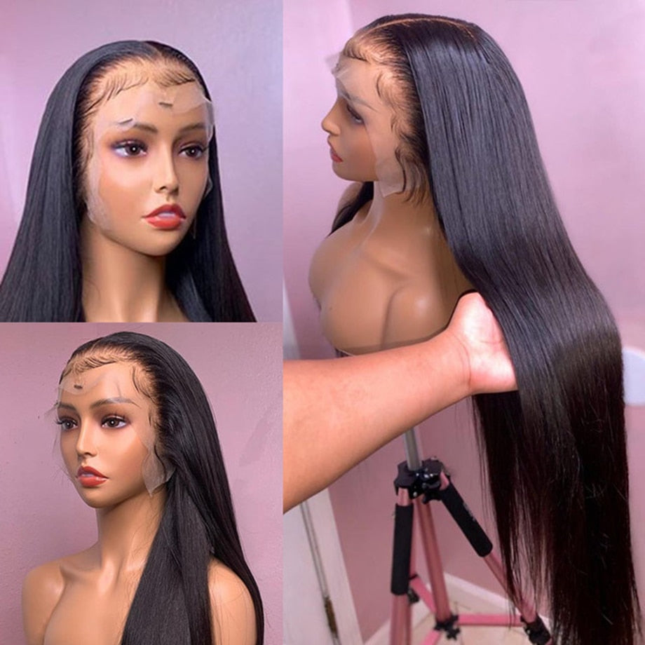 30 40 Inch Brazilian  Lace Front Wig 13x4  Lace Frontal Pre-Plucked Human Hair 250 Density - onestopmegamall23