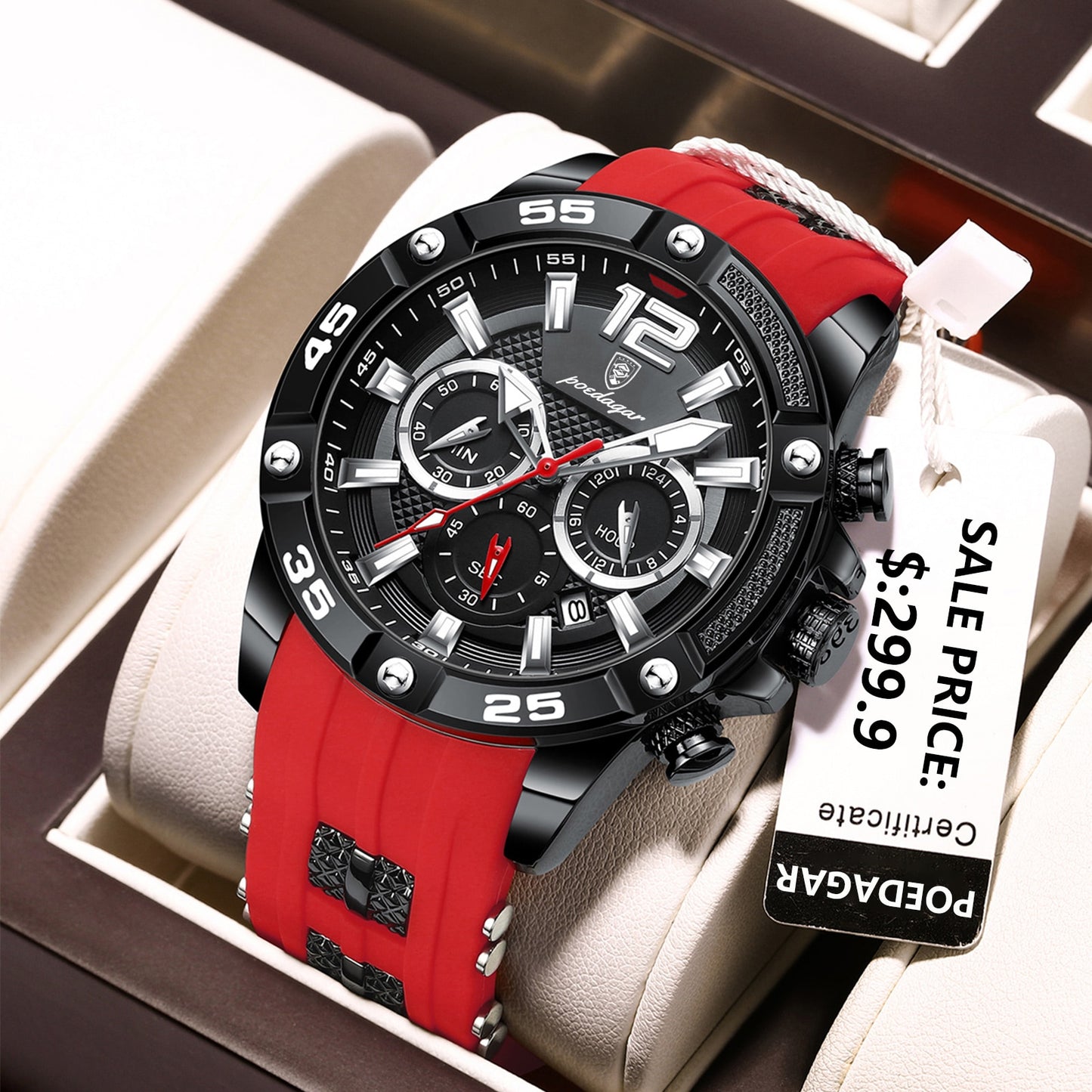 POEDAGAR Casual Luxury Waterproof Luminous Chronograph Men's Watch - onestopmegamall23