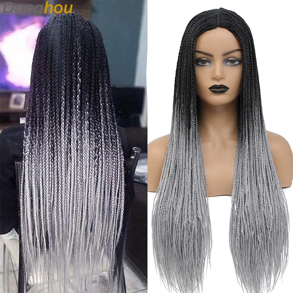 New Style Ombre Box Perruque Longue Synthétique Braided Wig - onestopmegamall23