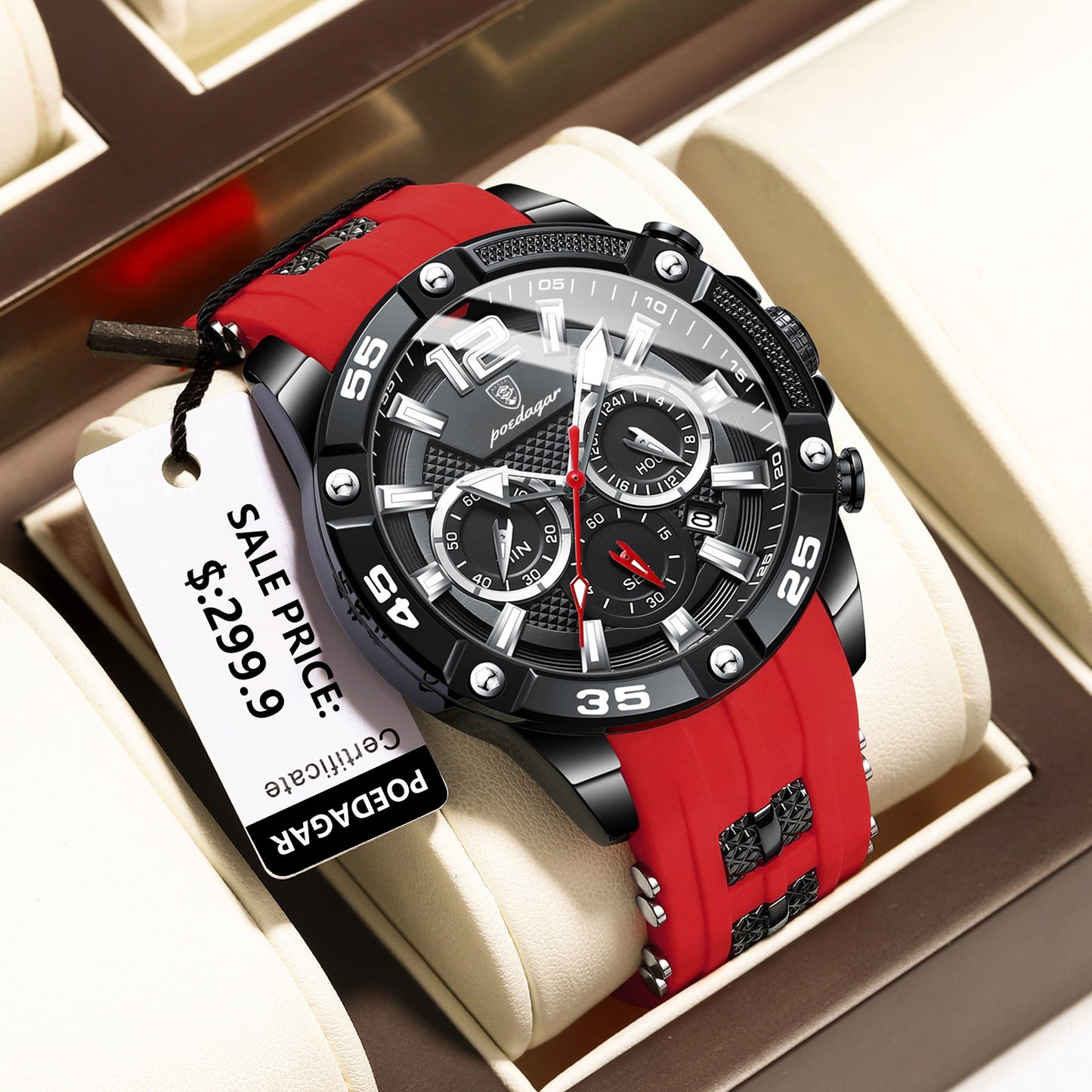 POEDAGAR Casual Luxury Waterproof Luminous Chronograph Men's Watch - onestopmegamall23