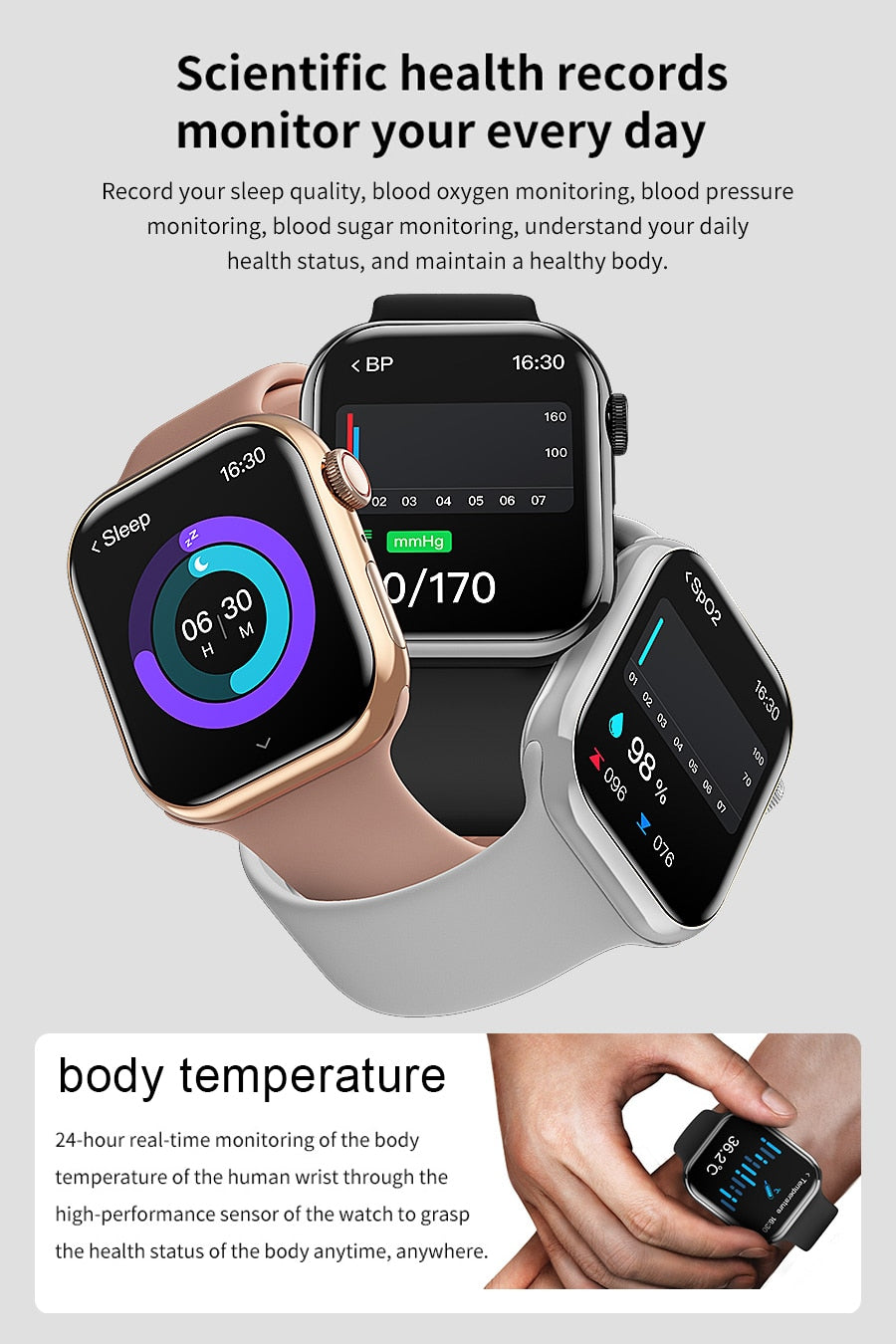 New Smart Series Watch 9 Always on Display Body Temperature NFC Smartwatch for apple & Android - onestopmegamall23