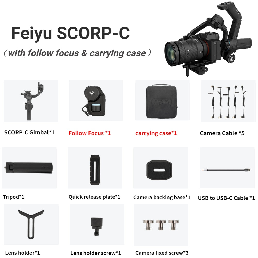 FeiyuTech SCORP-C 3-Axis Handheld Gimbal Stabilizer Handle Grip for DSLR Camera Sony/Canon/Nikon with 2.5kg load - onestopmegamall23