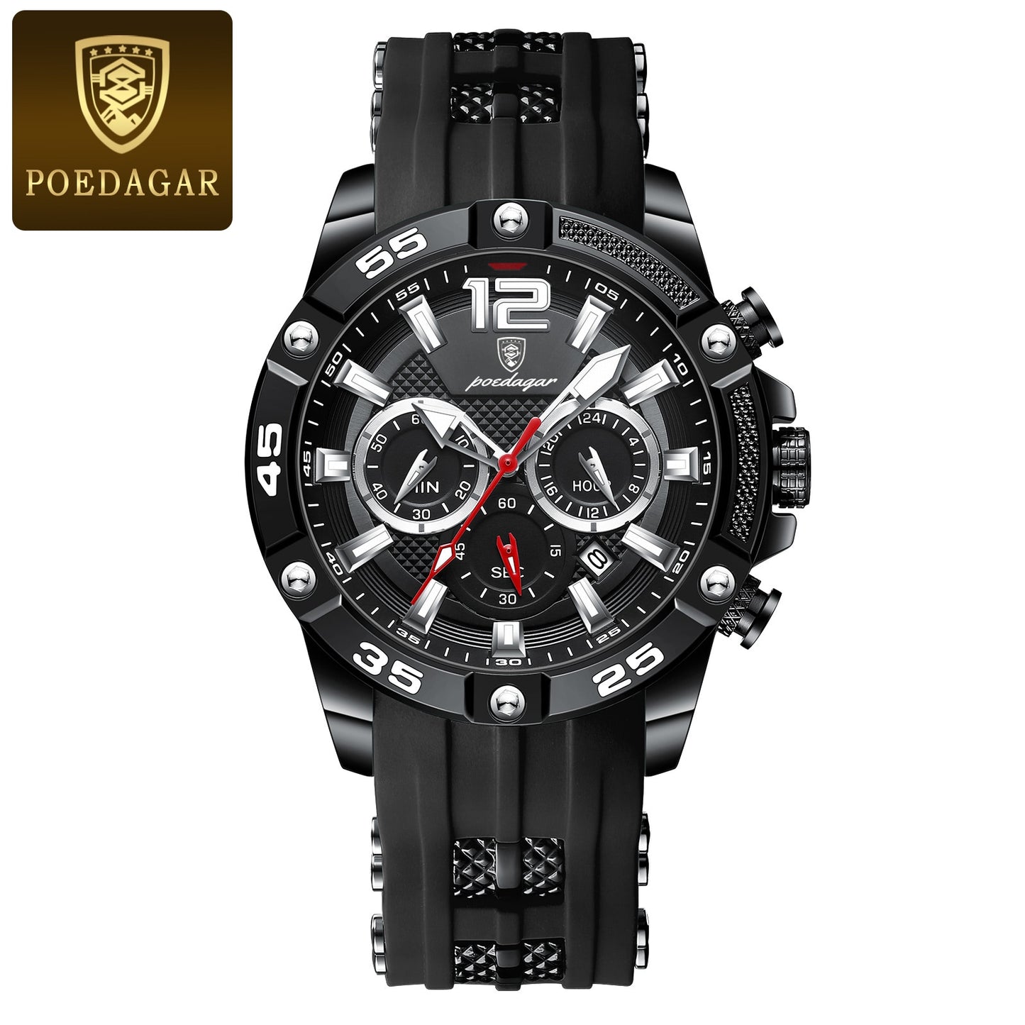 POEDAGAR Casual Luxury Waterproof Luminous Chronograph Men's Watch - onestopmegamall23