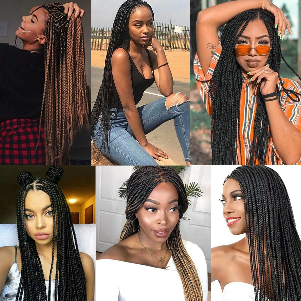 New Style Ombre Box Perruque Longue Synthétique Braided Wig - onestopmegamall23