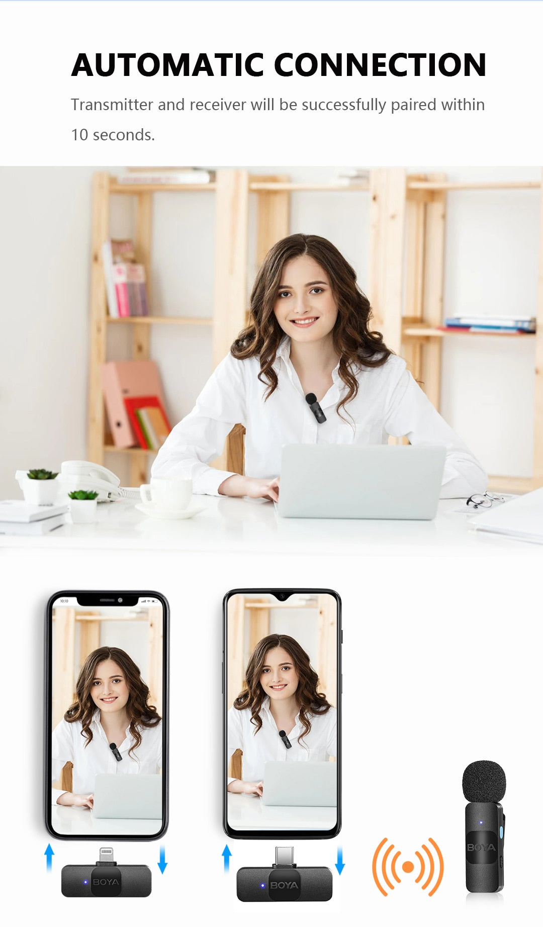 Professional Wireless Lavalier Mini Microphone for iPhone/iPad/Android - onestopmegamall23