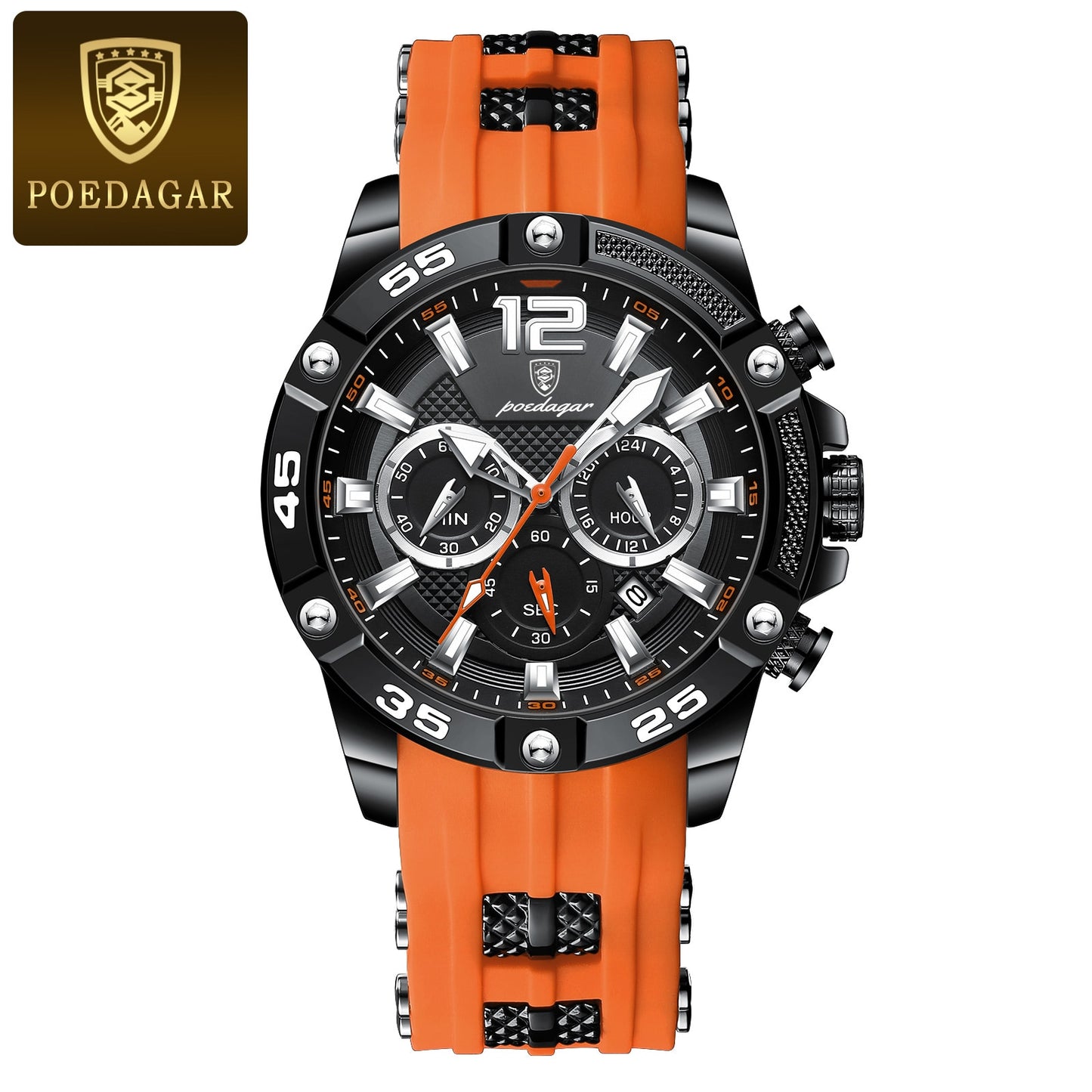 POEDAGAR Casual Luxury Waterproof Luminous Chronograph Men's Watch - onestopmegamall23