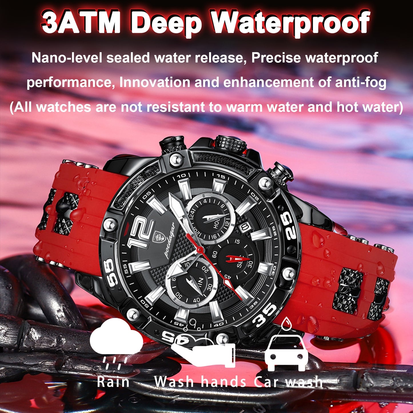 POEDAGAR Casual Luxury Waterproof Luminous Chronograph Men's Watch - onestopmegamall23