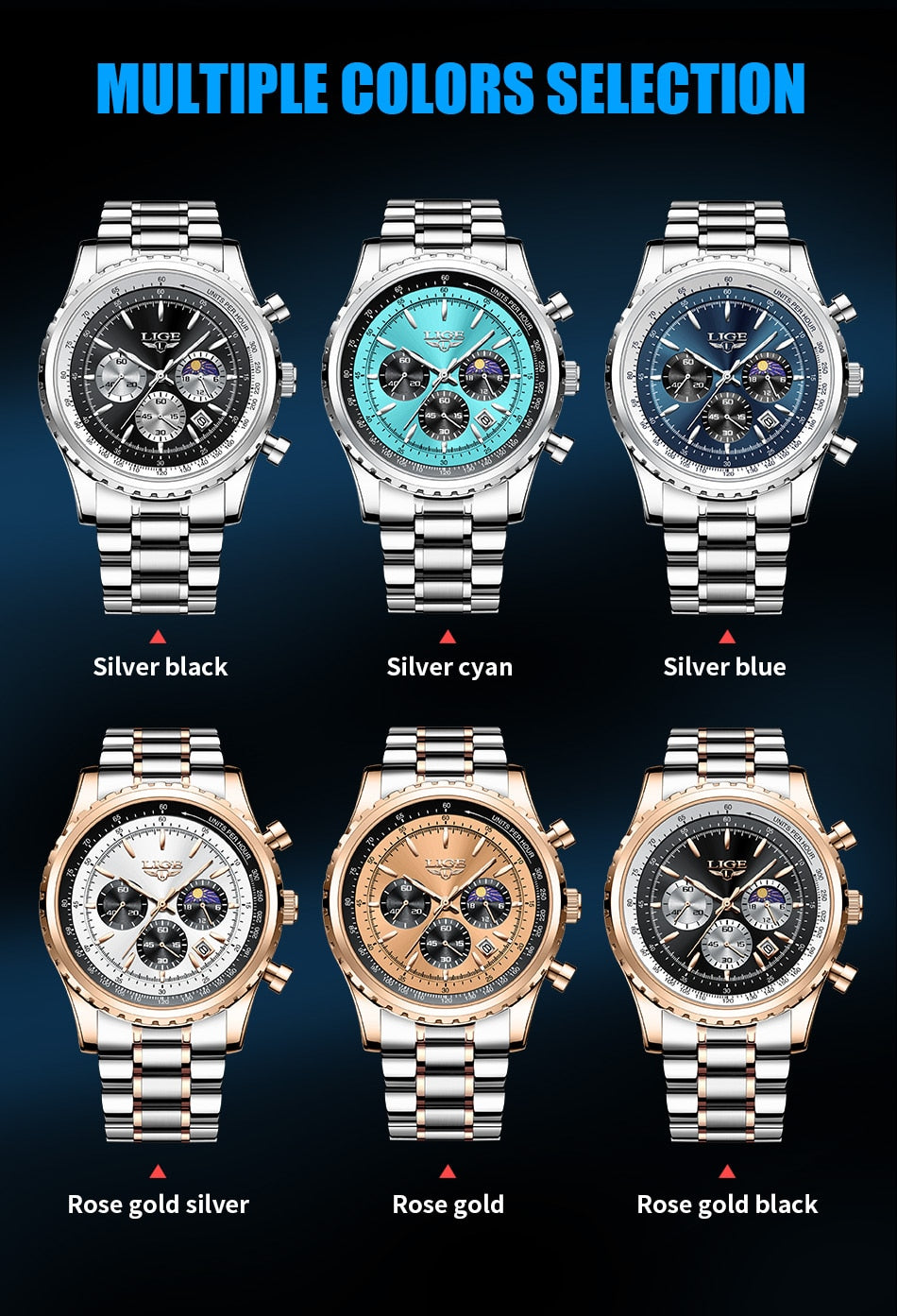 Fashion Luxury Sport Stainless Steel Chronograph Quart Men's Wrist Watch Watch - onestopmegamall23
