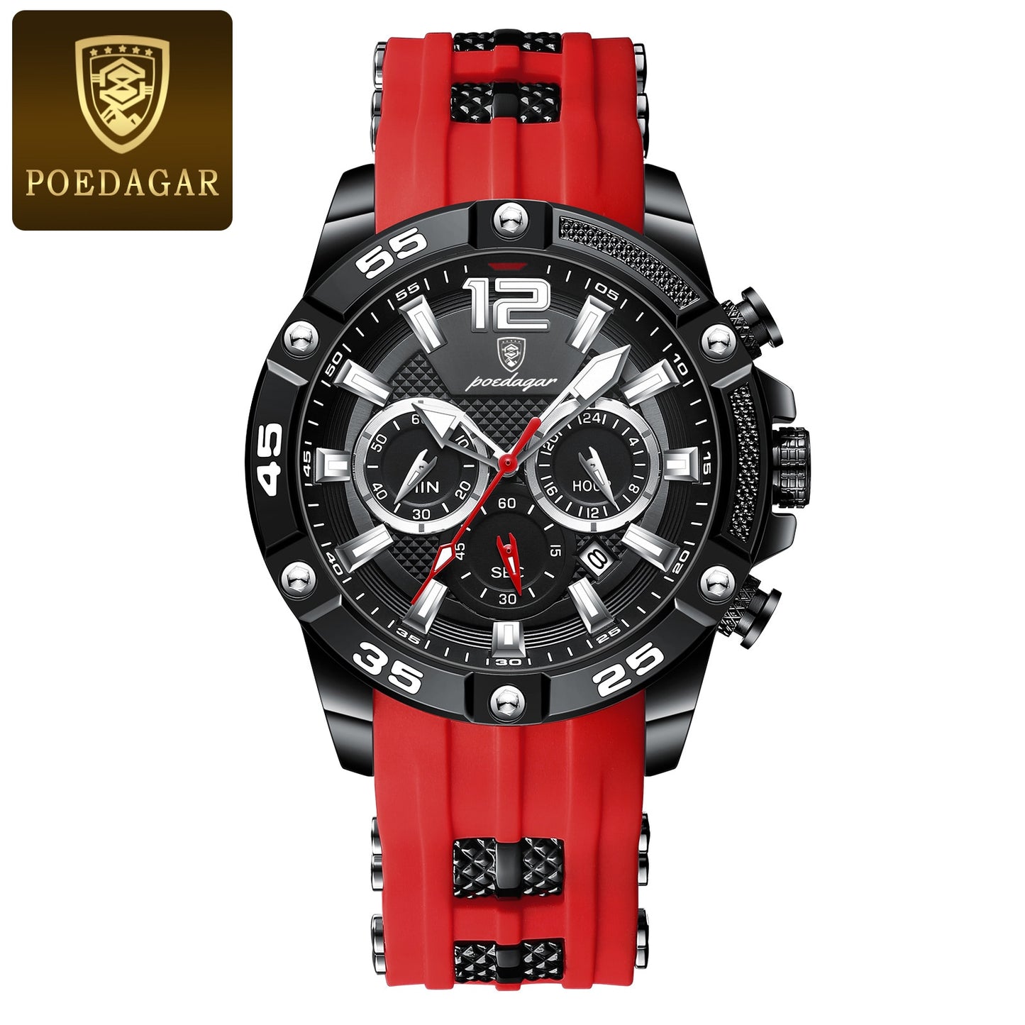POEDAGAR Casual Luxury Waterproof Luminous Chronograph Men's Watch - onestopmegamall23