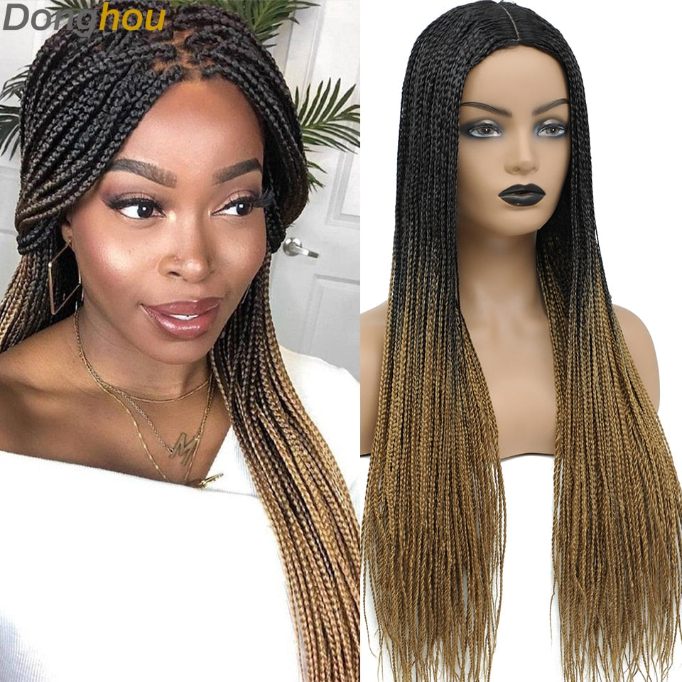 New Style Ombre Box Perruque Longue Synthétique Braided Wig - onestopmegamall23