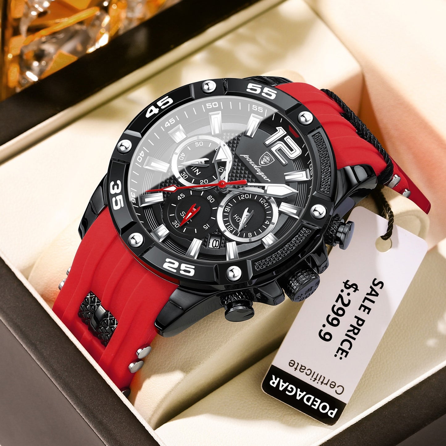 POEDAGAR Casual Luxury Waterproof Luminous Chronograph Men's Watch - onestopmegamall23
