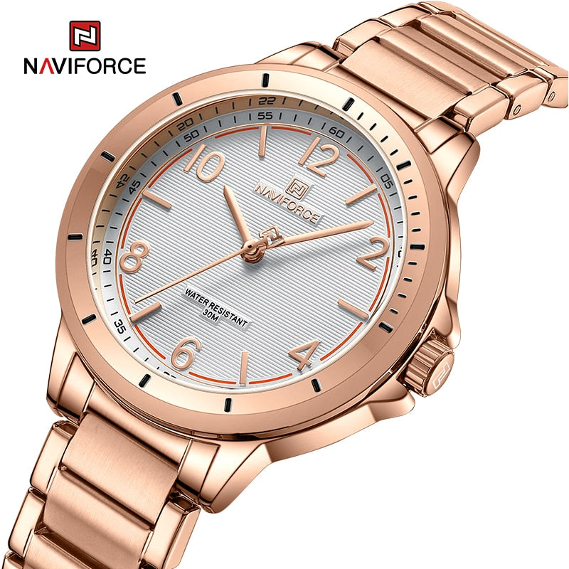 Fashion Woman's Water Resistant Stainless Steel Quartz Female Wristwatch - onestopmegamall23