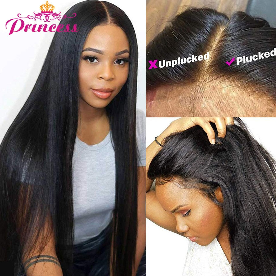 Princess Brazilian 13x4 / 13x6 HD Transparent Lace Front Human Hair Wig - onestopmegamall23