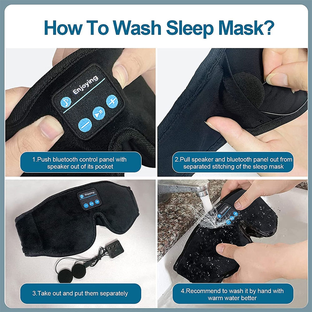 Mask For Sleep Bluetooth Headphones 3D Eye Mask Music with Built-in HD Speaker - onestopmegamall23