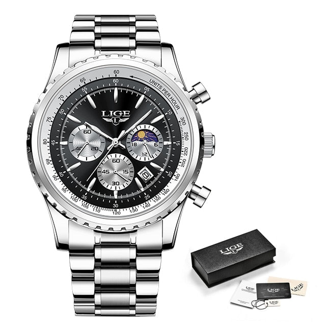 Fashion Luxury Sport Stainless Steel Chronograph Quart Men's Wrist Watch Watch - onestopmegamall23