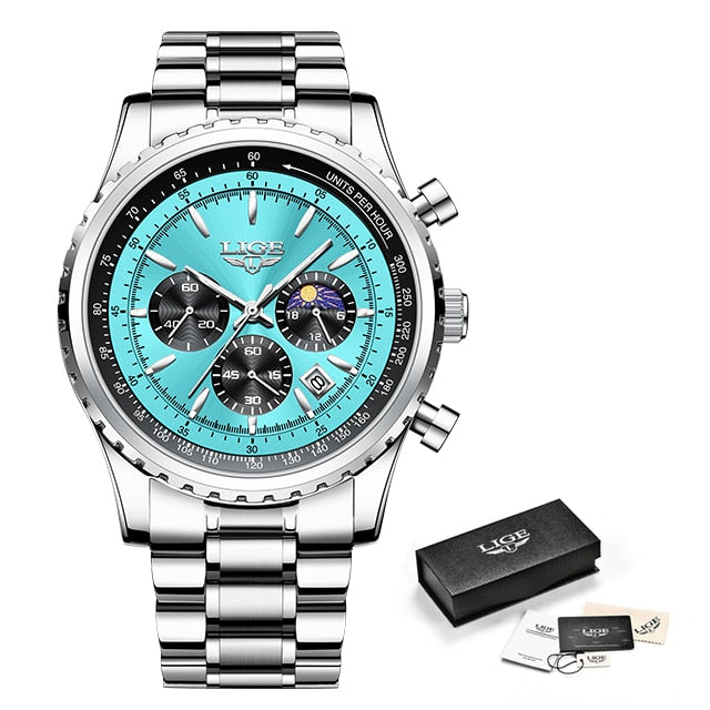 Fashion Luxury Sport Stainless Steel Chronograph Quart Men's Wrist Watch Watch - onestopmegamall23