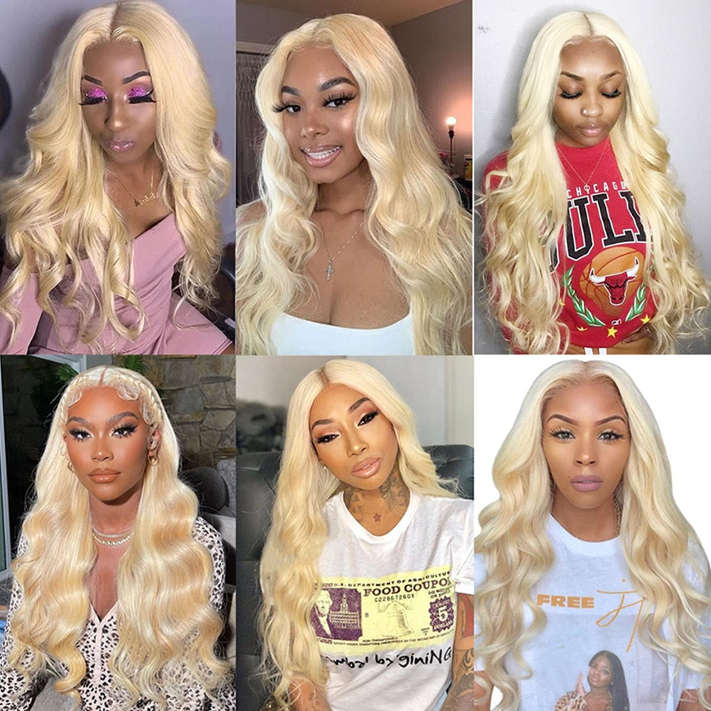 Highlight Human Hair Honey Blonde Body Wave Lace Front Wig 30 32 Inch Brazilian Hair  13x4 Hd Lace Frontal Wig - onestopmegamall23